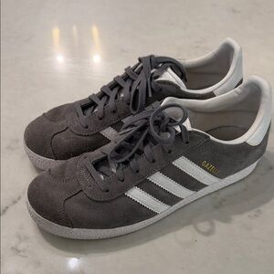 Adidas Gazelle Charcoal and White Sneakers